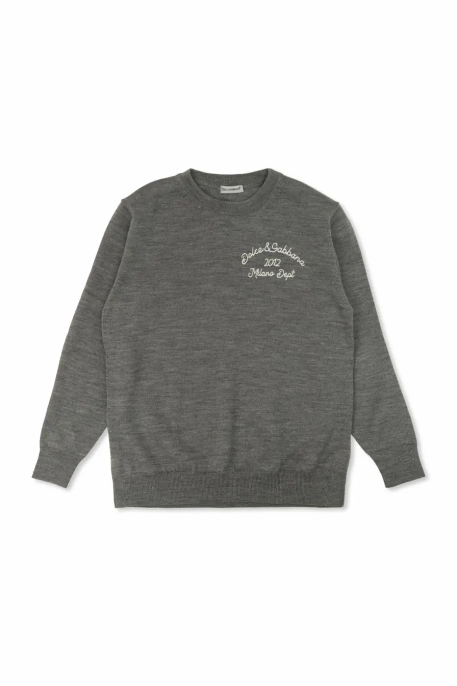 Dolce & Gabbana Kids SZARY Wełniany sweter z wyszytym logo