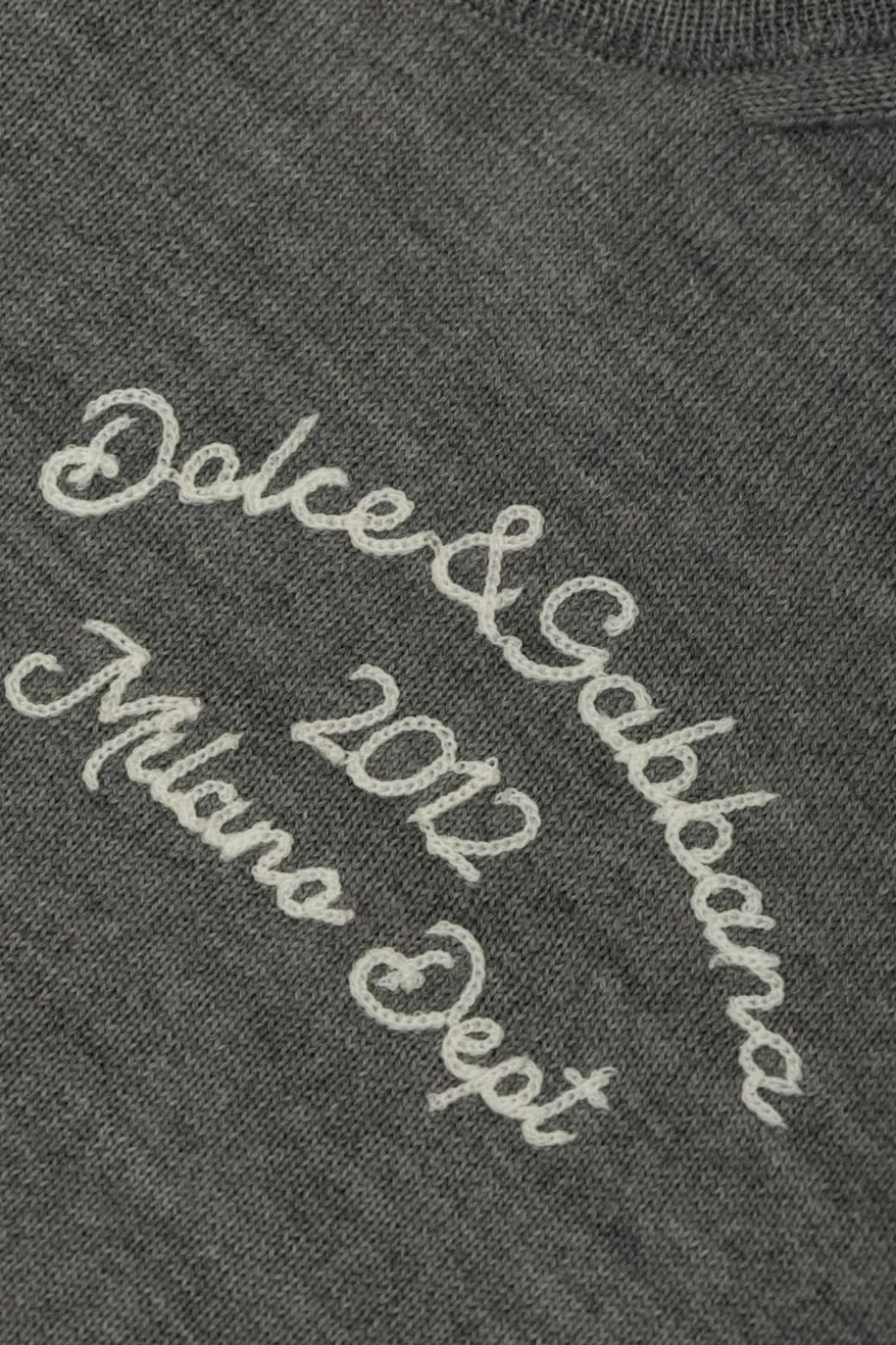 Dolce & Gabbana Kids SZARY Wełniany sweter z wyszytym logo