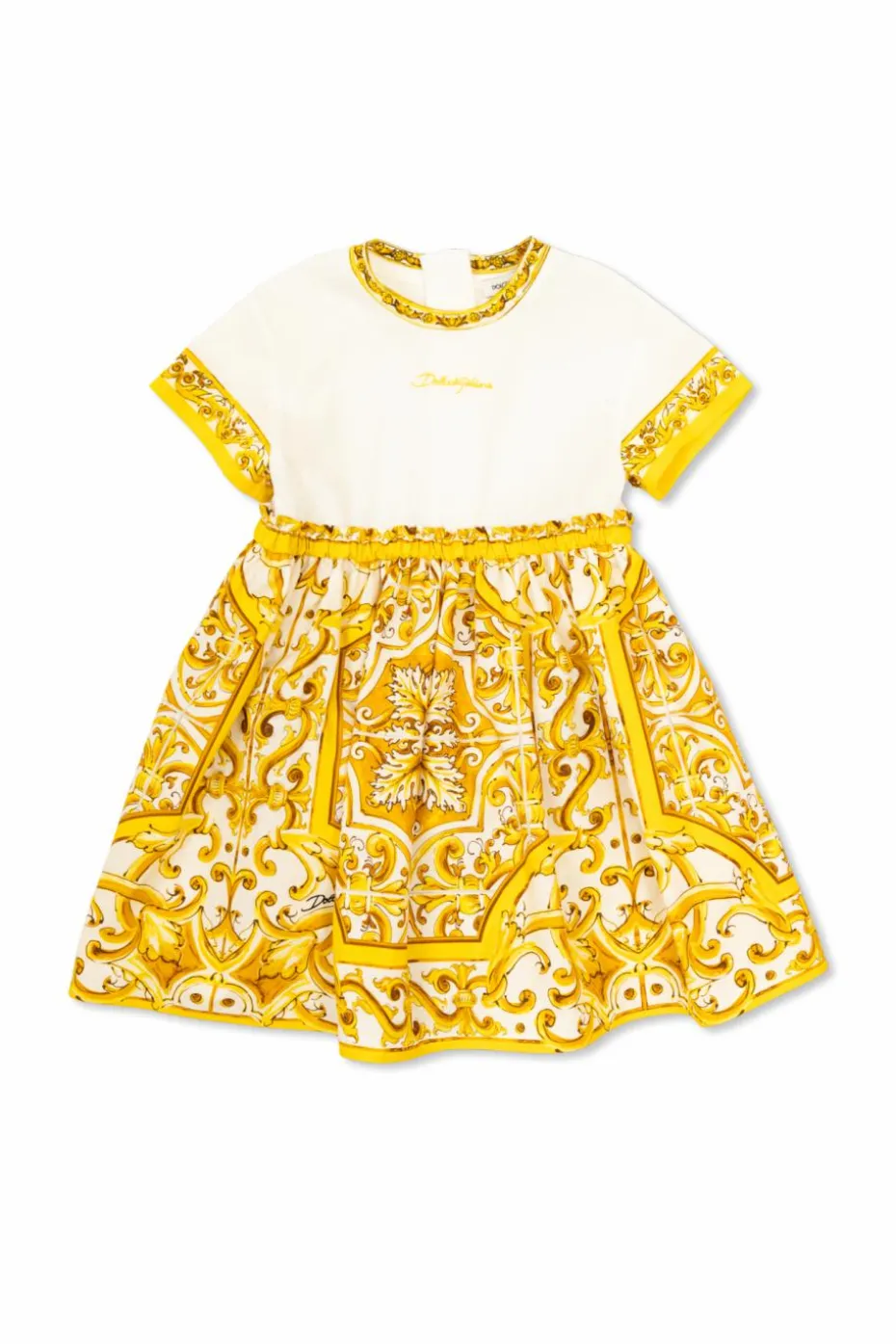 Dolce & Gabbana Kids ŻÓŁTY Sukienka z nadrukiem