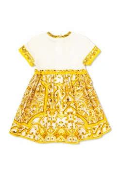 Dolce & Gabbana Kids ŻÓŁTY Sukienka z nadrukiem