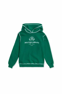 Dolce & Gabbana Kids ZIELONY Bluza z kapturem