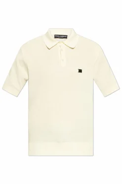 Dolce & Gabbana kremowy Bawełniane polo