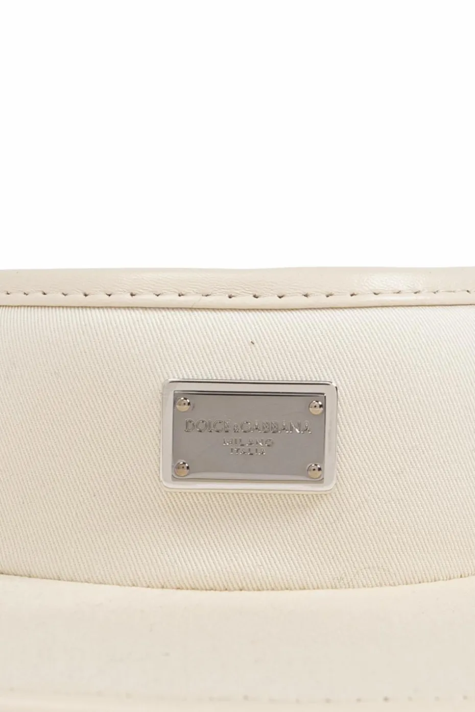 Dolce & Gabbana kremowy Daszek z aplikacją z wygrawerowanym logo