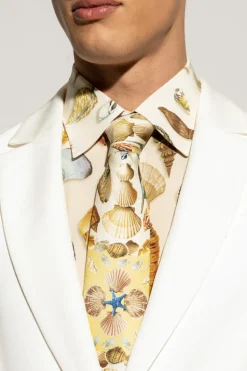 Dolce & Gabbana kremowy Jedwabny krawat