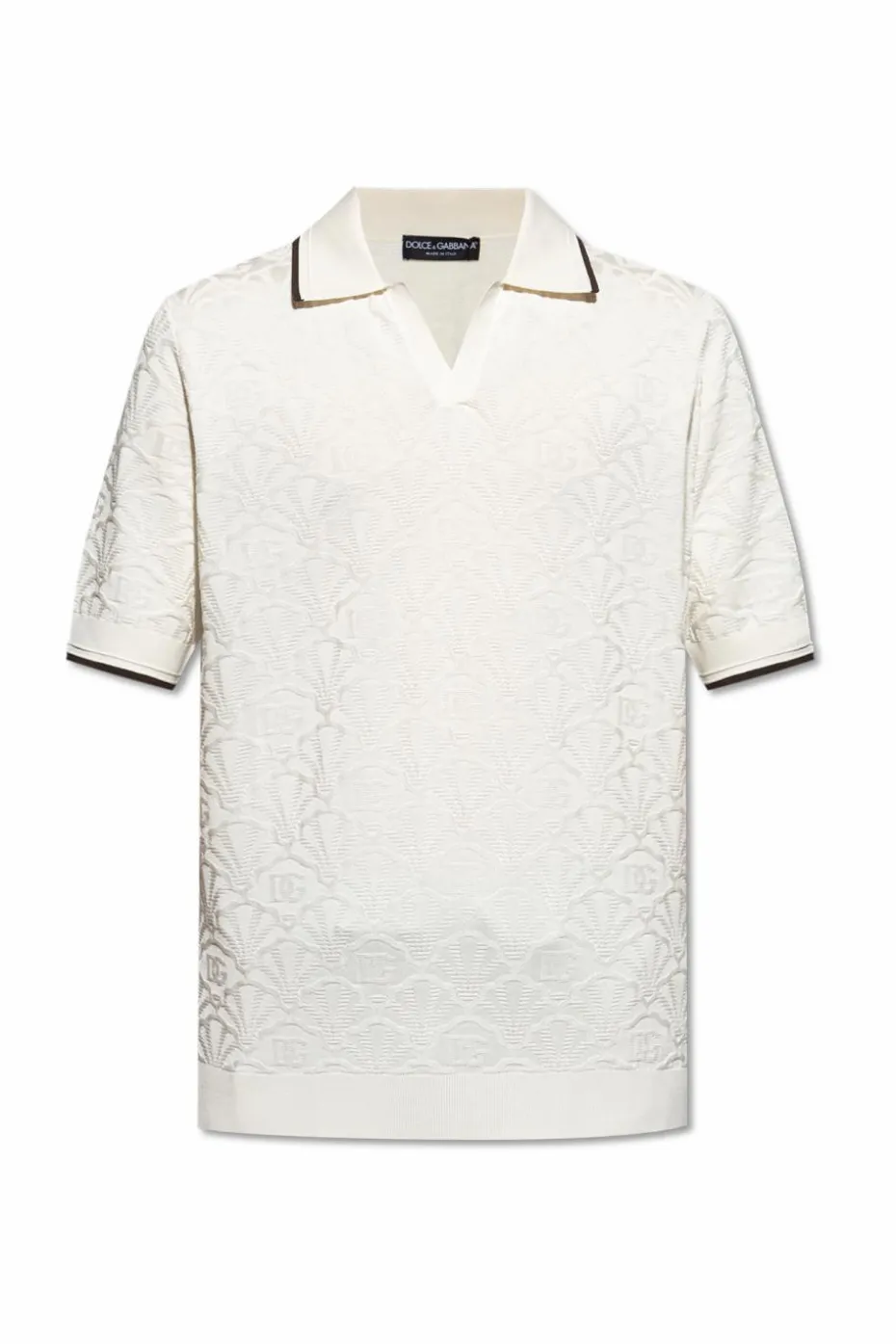 Dolce & Gabbana kremowy Jedwabne polo