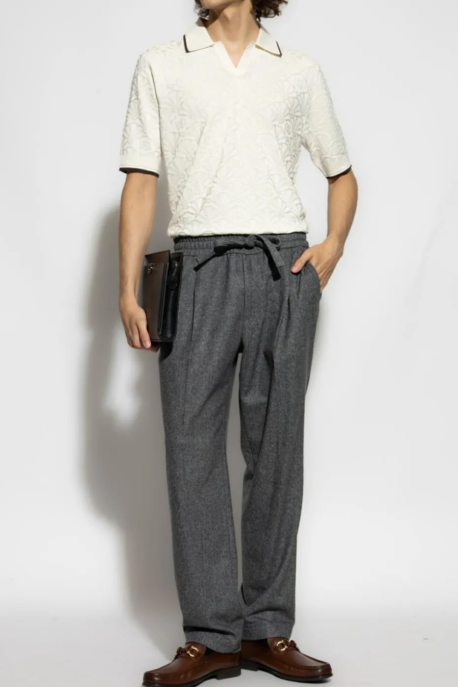 Dolce & Gabbana kremowy Jedwabne polo