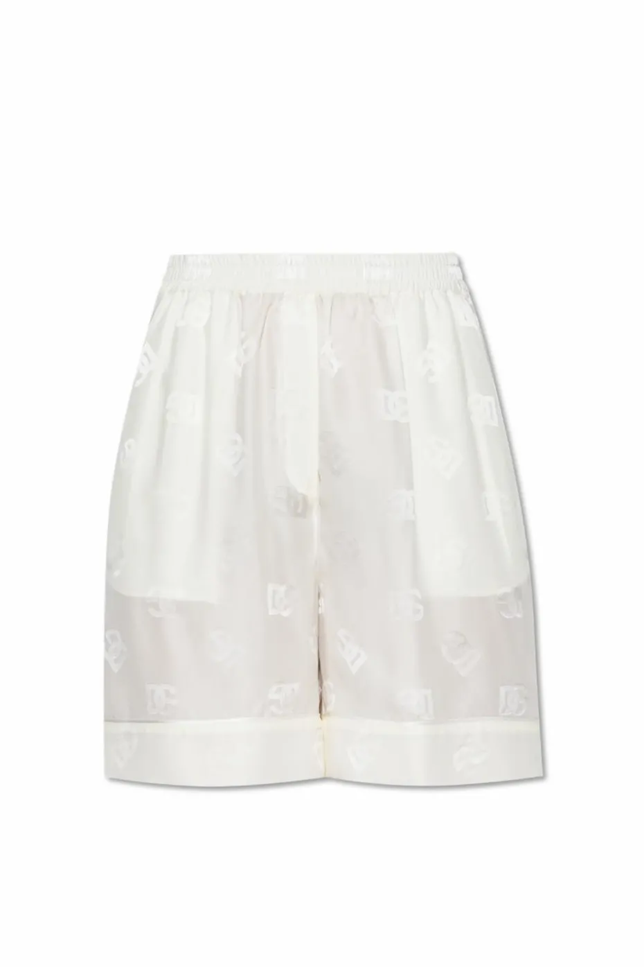 Dolce & Gabbana kremowy Jedwabne szorty z monogramem