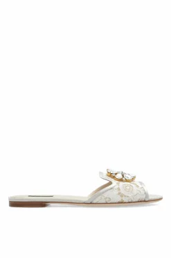 Dolce & Gabbana kremowy Klapki `Bianca`