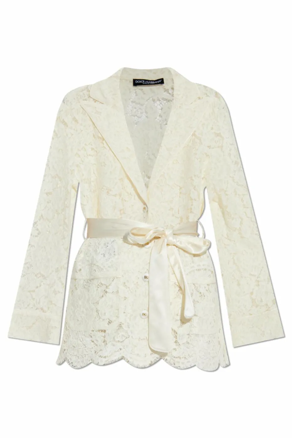Dolce & Gabbana kremowy Koronkowa marynarka