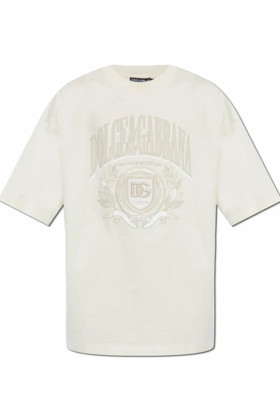 Dolce & Gabbana kremowy T-shirt z logo