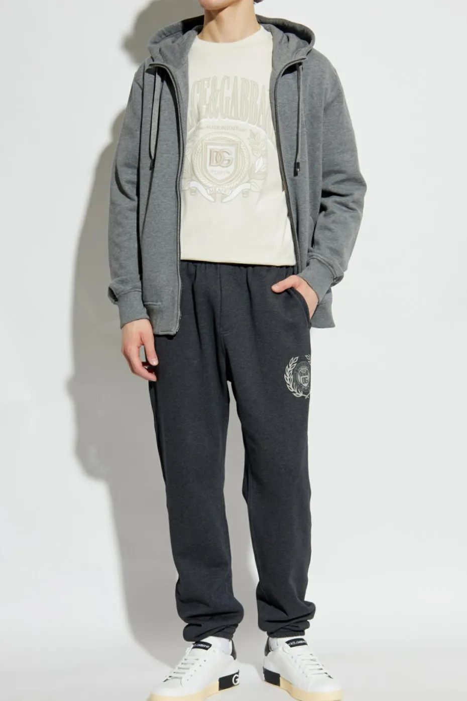 Dolce & Gabbana kremowy T-shirt z logo