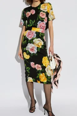 Dolce & Gabbana MULTIKOLOR Jedwabny top z motywem kwiatowym