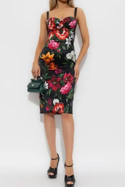 Dolce & Gabbana MULTIKOLOR Sukienka z motywem kwiatowym
