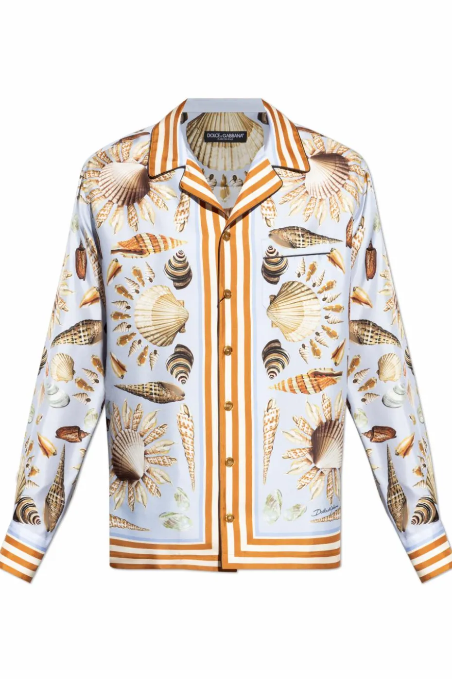 Dolce & Gabbana MULTIKOLOR Jedwabna koszula z motywem muszli