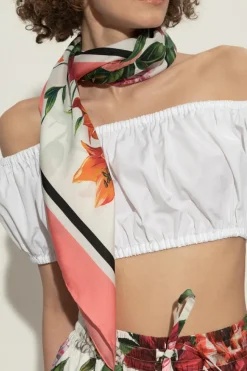 Dolce & Gabbana MULTIKOLOR Jedwabna chusta z motywem kwiatowym
