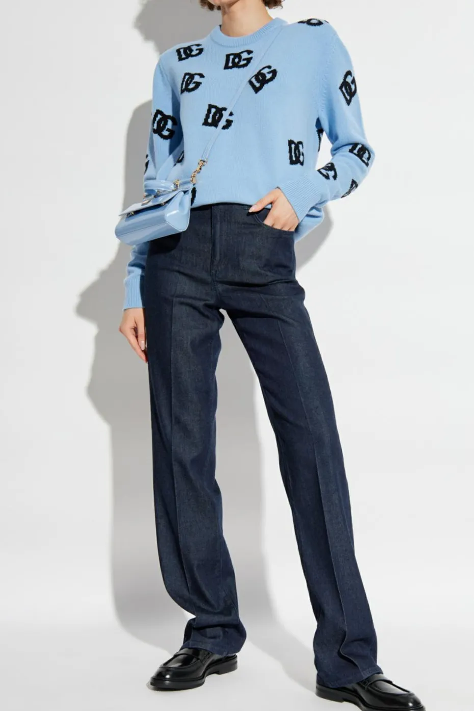 Dolce & Gabbana NIEBIESKI Wełniany sweter