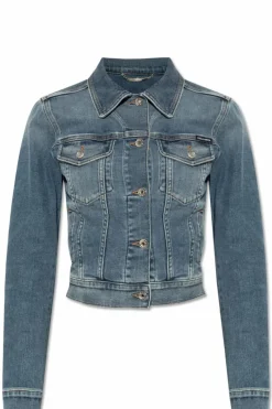 Dolce & Gabbana NIEBIESKI Jeansowa kurtka z efektem `vintage`
