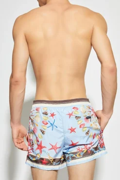 Dolce & Gabbana NIEBIESKI Szorty kąpielowe z nadrukiem
