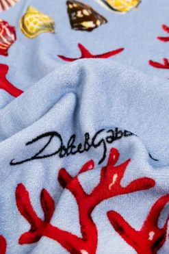 Dolce & Gabbana NIEBIESKI Ręcznik kąpielowy z nadrukiem