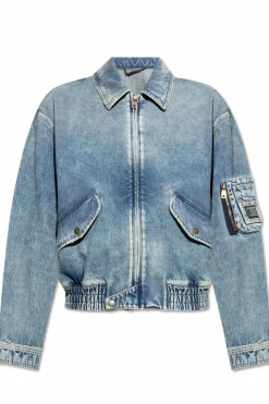 Dolce & Gabbana NIEBIESKI Jeansowa kurtka z efektem `vintage`
