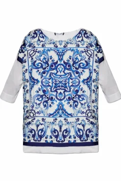 Dolce & Gabbana NIEBIESKI Jedwabna bluzka