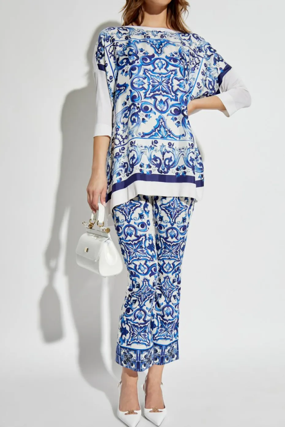 Dolce & Gabbana NIEBIESKI Jedwabna bluzka