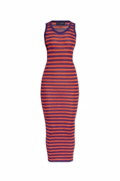 Dolce & Gabbana POMARAŃCZOWY Sukienka w paski