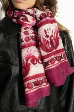Dolce & Gabbana RÓŻOWY Chusta ze wzorem `Majolica`