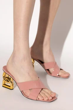 Dolce & Gabbana RÓŻOWY Klapki na obcasie