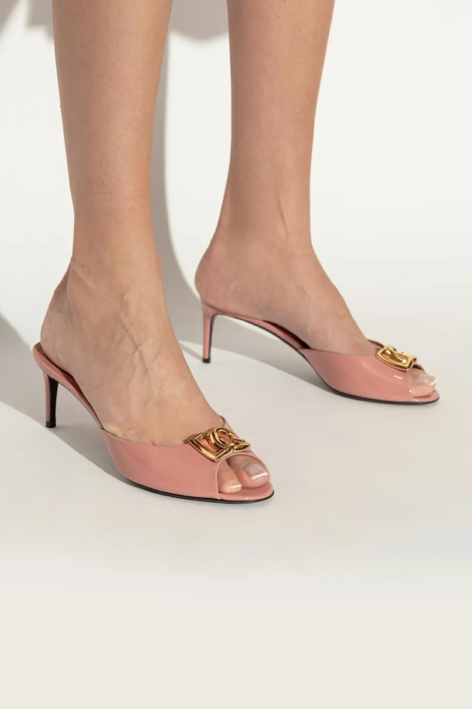Dolce & Gabbana RÓŻOWY Klapki na obcasie