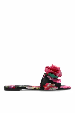 Dolce & Gabbana RÓŻOWY Klapki z motywem kwiatowym