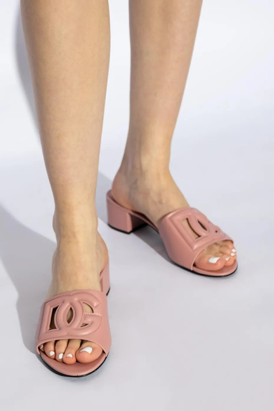 Dolce & Gabbana RÓŻOWY Klapki na obcasie