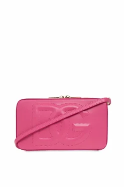 Dolce & Gabbana RÓŻOWY Skórzana torba na ramię z logo