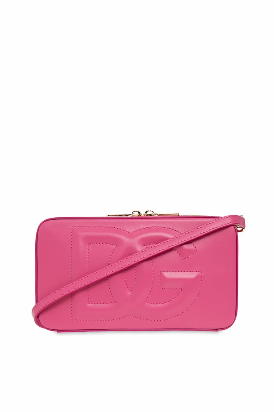 Dolce & Gabbana RÓŻOWY Skórzana torba na ramię z logo