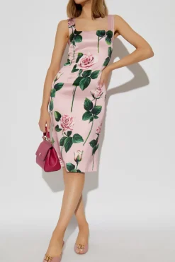 Dolce & Gabbana RÓŻOWY Sukienka z motywem kwiatowym