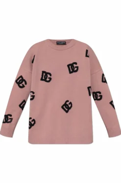 Dolce & Gabbana RÓŻOWY Sweter z monogramem