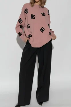 Dolce & Gabbana RÓŻOWY Sweter z monogramem