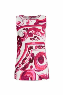 Dolce & Gabbana RÓŻOWY Top ze wzorem `Majolica`