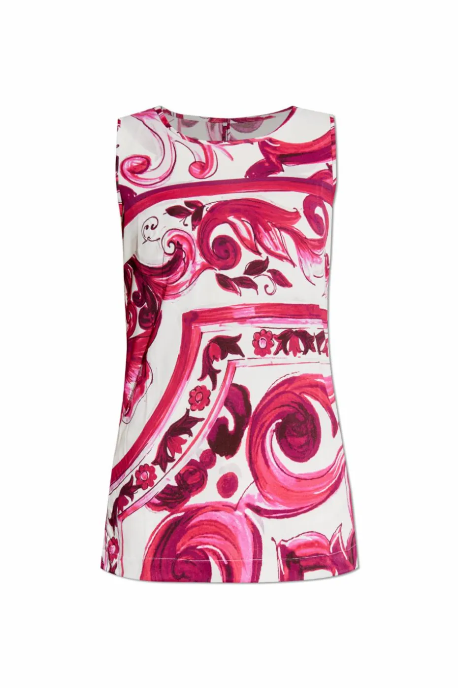 Dolce & Gabbana RÓŻOWY Top ze wzorem `Majolica`