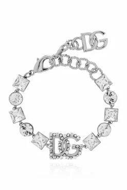 Dolce & Gabbana SREBRNY Bransoleta z połyskującymi kryształami