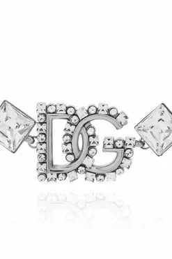 Dolce & Gabbana SREBRNY Bransoleta z połyskującymi kryształami