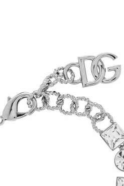 Dolce & Gabbana SREBRNY Bransoleta z połyskującymi kryształami