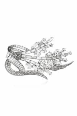 Dolce & Gabbana SREBRNY Broszka z motywem roślinnym
