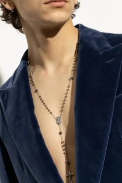 Dolce & Gabbana SREBRNY Naszyjnik w stylu różańcowym