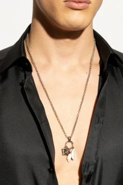 Dolce & Gabbana SREBRNY Naszyjnik z zawieszkami