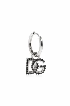Dolce & Gabbana SREBRNY Pojedynczy kolczyk z zawieszką w kształcie logo