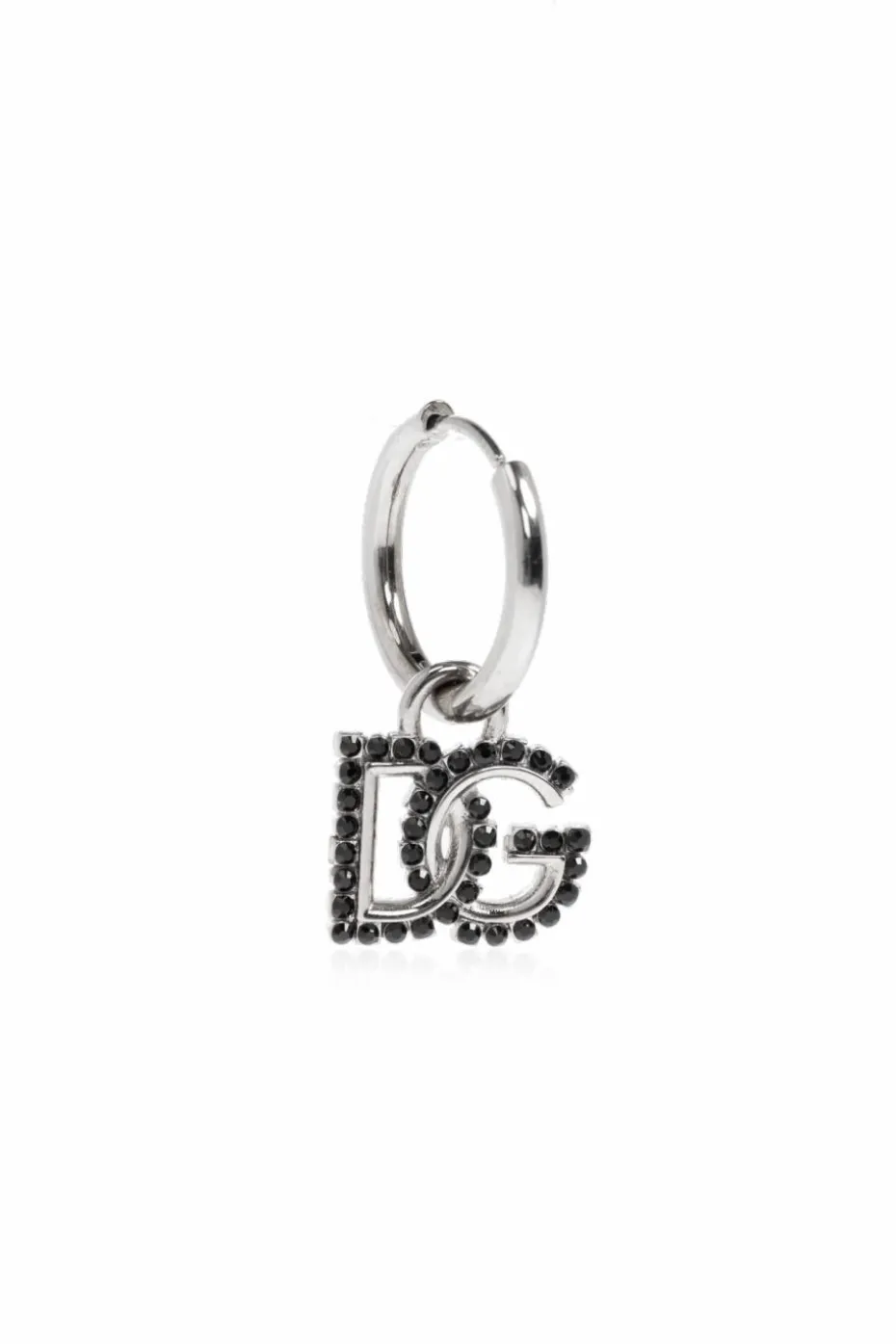 Dolce & Gabbana SREBRNY Pojedynczy kolczyk z zawieszką w kształcie logo