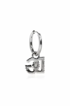 Dolce & Gabbana SREBRNY Pojedynczy kolczyk z zawieszką w kształcie logo