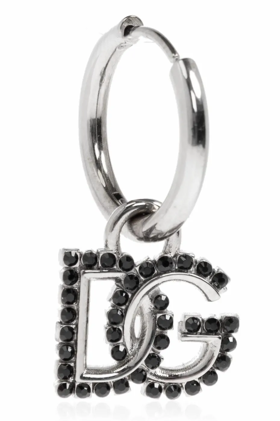 Dolce & Gabbana SREBRNY Pojedynczy kolczyk z zawieszką w kształcie logo