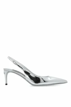Dolce & Gabbana SREBRNY Skórzane buty na obcasie